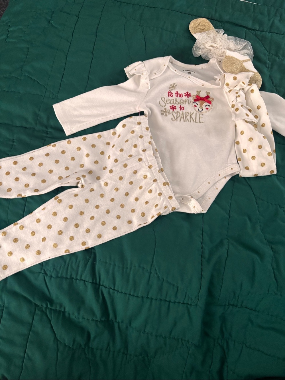 White and Gold Baby Set with Sparkle Tulle